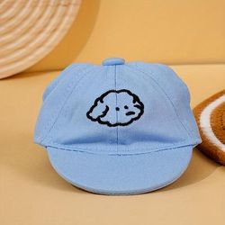 TEMU Dog Clothing And Accessories Set - Adjustable Dog Sun Hat With Cartoon Dog Embroidery Pattern, Suitable For Small And Medium-sized Cats And Dogs