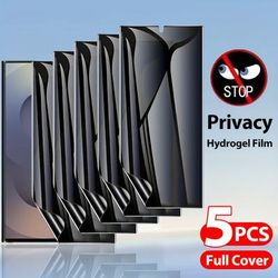 TEMU 5pcs Privacy Hydrogel Film For Galaxy S25 Edge S24 Ultra S23 Fe S22 S21 Fe A56 A36 A26 A16 A55 A35 A25 A15 5g Anti-peeping Soft Tpu Screen Protector Self-, Ultra-thin