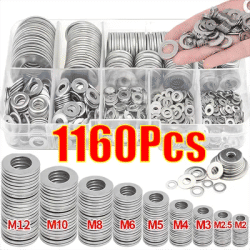 Stainless Steel Washer Kits Thin Smooth Metal Gaskets M6 M3 Plain Snap Washer M2 M2.5 M4 M5 M8 M10 M12 Screw Flat Washers Rings