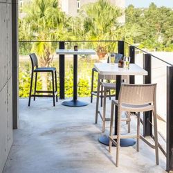 Set of 2 Rue Outdoor Stackable Counter Stool by Lagoon in Taupe