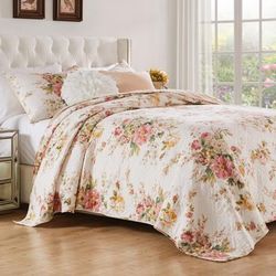 Greenland Home Fashions Grace Finely Stitched Traditional Floral Quilt Set, 3-Piece King/Cal King, B by Greenland Home Fashions in Buttercup (Size TW