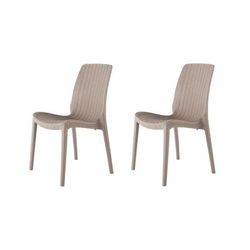 Set of 4 Rue Stackable Outdoor Dining Chairs by Polder in Taupe