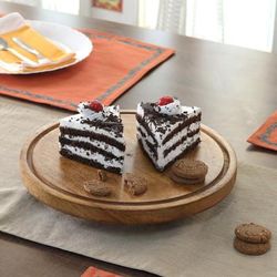 Minimalist Sweetness,'Minimalist Round Mango Wood Rotating Cake Stand from India'