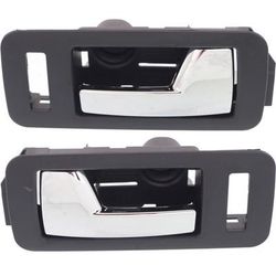 JC Whitney Interior Door Handle Chrome Lever with Black Bezel, Front, Driver & Passenger Side, SET-REPFD462155
