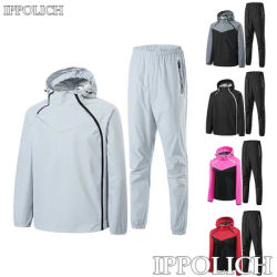 Men Double Zipper Sport Fitness Running Set Women Double Zipper Running Fitness Weight Loss Sweating Sweating Easy Lose Fat Set