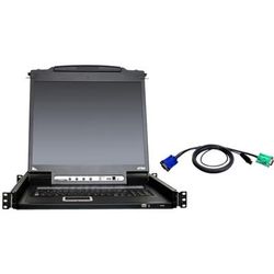 Aten 8-Port 19" Single Rail Usb/ps2 Lcd Kvm W/ Peripheral Sharing & 8 Usb Kvm Cables-Taa Compliant - 8 Computer(S) - 19" Lcd - Sxga - 1280 X 1024 - 2 X Usb