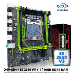 ZSUS X99-8D4 Motherboard Set Kit With LGA2011-3 Xeon E5 2650 V3 CPU DDR4 16GB (1*16GB) 2133MHZ RAM Memory NVME M.2 SATA