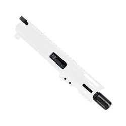 ABC RIFLE COMPANY AR9 9mm Luger Pistol Billet 4in Barrel M-LOK Handguard Complete Upper Receiver w/BCG And Charging Handle White UA9B-BR4-MLBC4-SW
