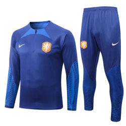 Nike Soccer Jerseys Men Sweat Absorbing Anti-Shrink Long-sleeved Zippered Comfortable Sportswear Training Suit Blue