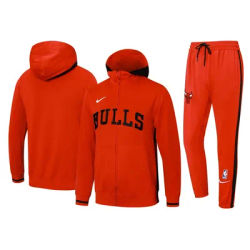 Nike Basketball Long Hoodie Outfit Men Zipper Versatile Lightweight Loose-Fit Quick-Dry Long Sleeve Hooded Top-Bottoms Set Red