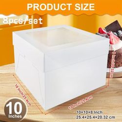 TEMU 8 Sets Cake Boxes With Boards, Cake Boxes Set With Window, Boxes, Large Baking Boxes, Square Cardboard Cake Box Cake Decorating Supplies For Gift