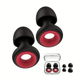 TEMU 3 Pairs Silicone Ear Plugs - Adjustable, Reusable Ear Tips For Sleeping, Studying, Work & Travel, Includes S/m/l Sizes With Portable Case