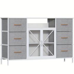 TEMU Chest Of Drawers, Metal Frame With Window Fabric Storage Drawers Wtih 6 Units Large Storage Space, Sturdy Chest Of Drawers Bedroom For Living Room, Hallway