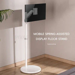 Rolling Mobile TV Cart on 5 Wheels Flat Screen 360° Adjustable Rotatable with Swivel Mount Portable Stand Floor Monitor Holder