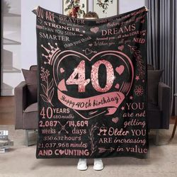 TEMU 1 Piece Of Birthday Printed Gift Blanket, Shawl And Lap Blanket For 40-year-old Women. Comfortable And Soft Digital Printed Blanket Suitable For Bed, Sofa, Chair And Living Room Decoration In All