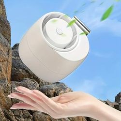 TEMU Adjustable Portable Mini Clip-on Fan - , Usb Rechargeable With 1200mah Lithium Battery, Wearable For Head & Neck, Ideal For Clothing, Waist, Or Use, Portable Fan