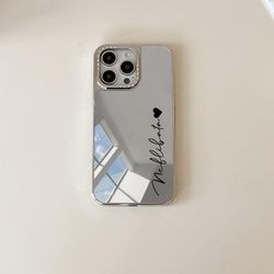 TEMU Personalized Phone Case For Iphone 16 15 14 11 Pro Max Customized Initials Name Letter Fashionable 2-in-1 Plating Mirror Pattern Phone Case Makeup Mirror Diy Engraved Gift Cover 16 15 14 Plus