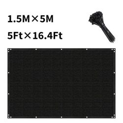 TEMU 5-foot Heavy-duty Privacy Fence Screen - Uv Protection, Windproof Outdoor Cover For Backyard & Garden, Black With Eyelet Design And Tie Straps Included, Car Line, Mesh