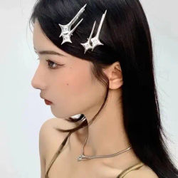 1pc Personalized Sweet Cool Spicy Girl y2k Star Hairpin, niche edge clip, Ins cool style hair accessory, high-end bangs clip