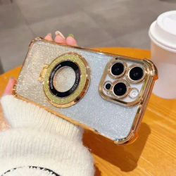 Luxury Glitter Bracket Case For iPhone 16 16E 15 14 13 12 Pro Max 16Plus Cover For iPhone15 Case
