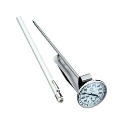 Comark T220/38A 1 3/4" Dial Type Pocket Thermometer w/ 8" Stem, 0 To 220 Degrees F, Stainless Steel