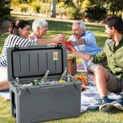 TEMU Goflame Rotomolded Cooler, Insulated Portable Ice Chest With Integrated Cup Holders, Ruler & Bottle Opener, Ice For 5-7 Days, Leak-proof Outdoor Hard Cooler For Bbq, Camping, Picnic, Fishing