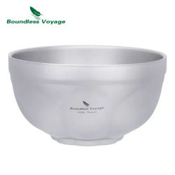 Boundless Voyage Titanium Camping Bowls Outdoor Double Walled Metal Bowl for Oatmeal, Rice, Soup, Yogurt, Salad
