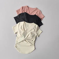 Sexy sports Yoga Shirt Women Sports Bra Quick Dry Training Pilates Cover Up yoga shirts built in cup gym shirt sports crop top