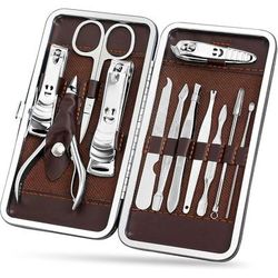 TEMU 12-piece Heavy-duty Stainless Steel Nail Clipper & Grooming Kit – Professional Manicure & Pedicure Set For | Nail Cutter, Scissors, Earpick & More