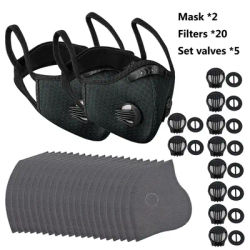 Cycling Face Mask Set Outdoor Sports Mask PM2.5 Anti-Pollution Washable Sports Mask Outdoor Sports Training Cycling Mask