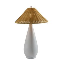 Adesso Lorelei Table Lamp, White/brown Rattan Shade