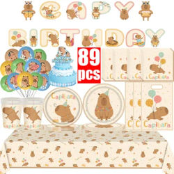 Capybara Birthday Party Decoration Disposable Dinnerware Set Latex Balloons Cup Plate Napkin Tablecloth Backdrop Party Supplies