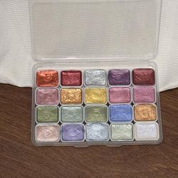 TEMU 20 Color Watercolor Paint Set For Painting, Art, Crafts, And Diy Projects - Vibrant Metallic Shades In Compact Case, Watercolor Painting Supplies
