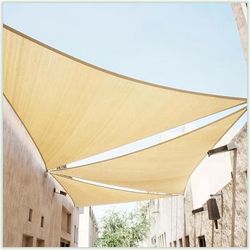 TEMU 1pc Triangle Sun Shade Sail Canopy - Hdpe Shade Net, 185 Gsm Permeable Fabric, 81-90% Shading Rate, Non-waterproof, Light-blocking For Patio, Garden, Deck, Pergola