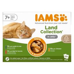 12x85g 3 Flavours Jelly Land Collection Senior 7+ Advanced Nutrition IAMS Wet Cat Food