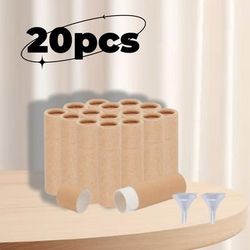 TEMU 20pcs Refillable Cardboard Lip Balm Tubes, Round Cardboard Empty Lip Gloss Containers, Solid Perfume Cosmetic Boxes, Suitable For Lip Gloss And Lipstick, Solid Dispensing Tube With 2 Funnel