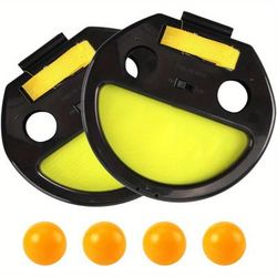 TEMU 1 Racket 2 Balls/2 Rackets 4 Balls Hand-grip Racket-outdoor, Beach Interactive Game Racket, Throwing Ball Table Tennis Hand Grip, Game, Double Player Game, Exercise Hand-eye Coordination