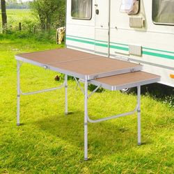 TEMU Aluminium Picnic Table With Side Desktop Adjustable Outdoor Portable Folding Lightweight