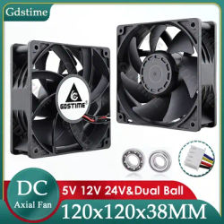 Gdstime DC 12V 24V 48V 12cm 120mm Dual Ball Cooler 12038 120x38mm Brushless Booster Fan for Btc Machine Chassis Cabinet Cooling