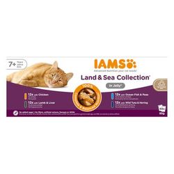48x85g Jelly Land & Sea Collection 7+ Senior Advanced Nutrition IAMS Wet Cat Food
