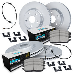 R1 Concepts Brake Disc & Pad Kit GEO-Carbon Rotors with European Ceramic Pads Series, Front Rear, WDTS2-12275