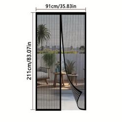 TEMU 1pc Magnetic Screen Door - Self-sealing Heavy-duty Striped Mesh, Pet & Insect Proof Door With /exit Buttons, Use For Homes With Pets & Kids, Magnetic Door Screen, Functional Home Accessory, /