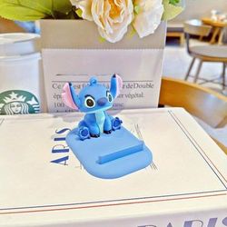 TEMU 1pc Stitch Lazy Phone Holder - Cute Cartoon Desk Decor, Pvc Material, In , Ideal For Holding Phones And Tablets, Desk Decor Accessory | Design | Durable Pvc