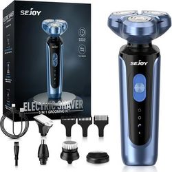 TEMU Sejoy Men's Electric Shaver , 5 In 1 Grooming Kit, Wet And Dry For Men, Ear Nose Trimmer, Cordless Rechargeable, Mens Gifts