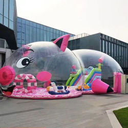 Outdoor Kids Playground Inflatable Bouncer Pig Bubble House Ball Pit Large Climb Jump
