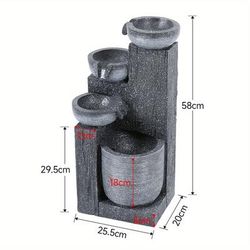 TEMU 1pc Rustic Resin Solar-powered Statue - Stacked Stone Waterfall Design, Self-contained Outdoor/indoor Decoration For , 25.5x20x58cm, No Electricity Needed, Wedding & Garden Decor