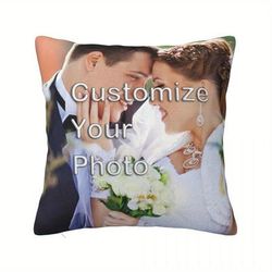 TEMU A Custom Photo Pillow Measuring 45.72x45.72 Cm - A Personalized With A Zipper, Hand Washable, Woven Polyester Cover, Home Decor And Unique Gifts For Birthdays And Anniversaries.