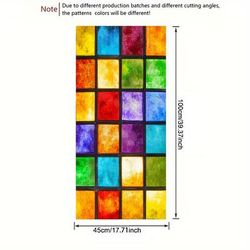 TEMU 1pc Colorful Mosaic Grid Static Cling Window Film - Removable Pvc Privacy Decals, 17.71x39.37 Inch Light Filtering Decorative Stickers For Home Office Kitchen Bathroom Glass