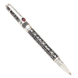 Balinese Petals,'Keepsake Sterling and Garnet Ballpoint Pen'