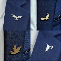 Fashionable stainless steel flying bird series brooch, decorative men's shirt lapel pin, party first choice badge